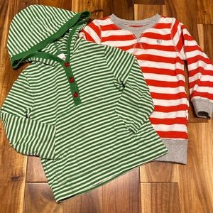 Girl’s Size 3 Bundle: Green & White Hooded T-Shirt & Red & White Sweatshirt